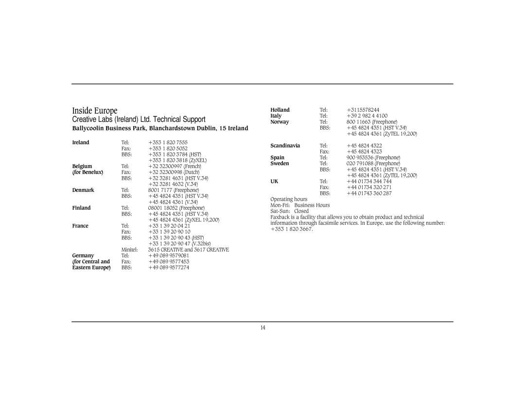 Cambridge SoundWorks Home Theater System specifications Inside Europe 