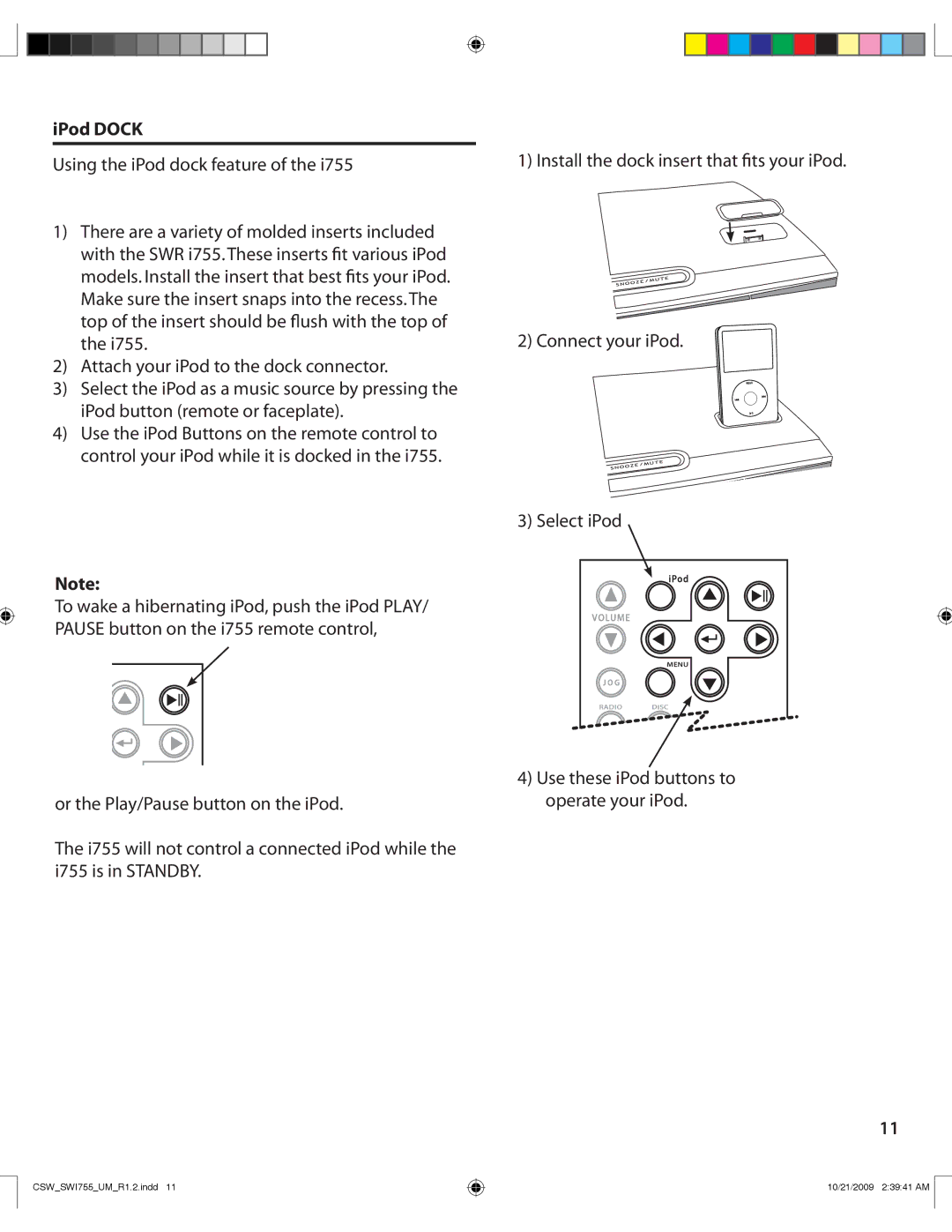 Cambridge SoundWorks I755 user manual IPod Dock 