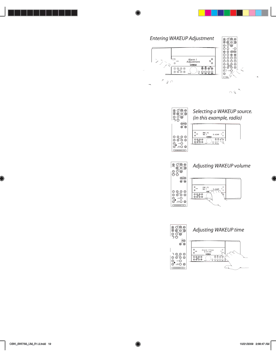 Cambridge SoundWorks I755 user manual Wakeup Functions, Adjusting the Wakeup Settings 