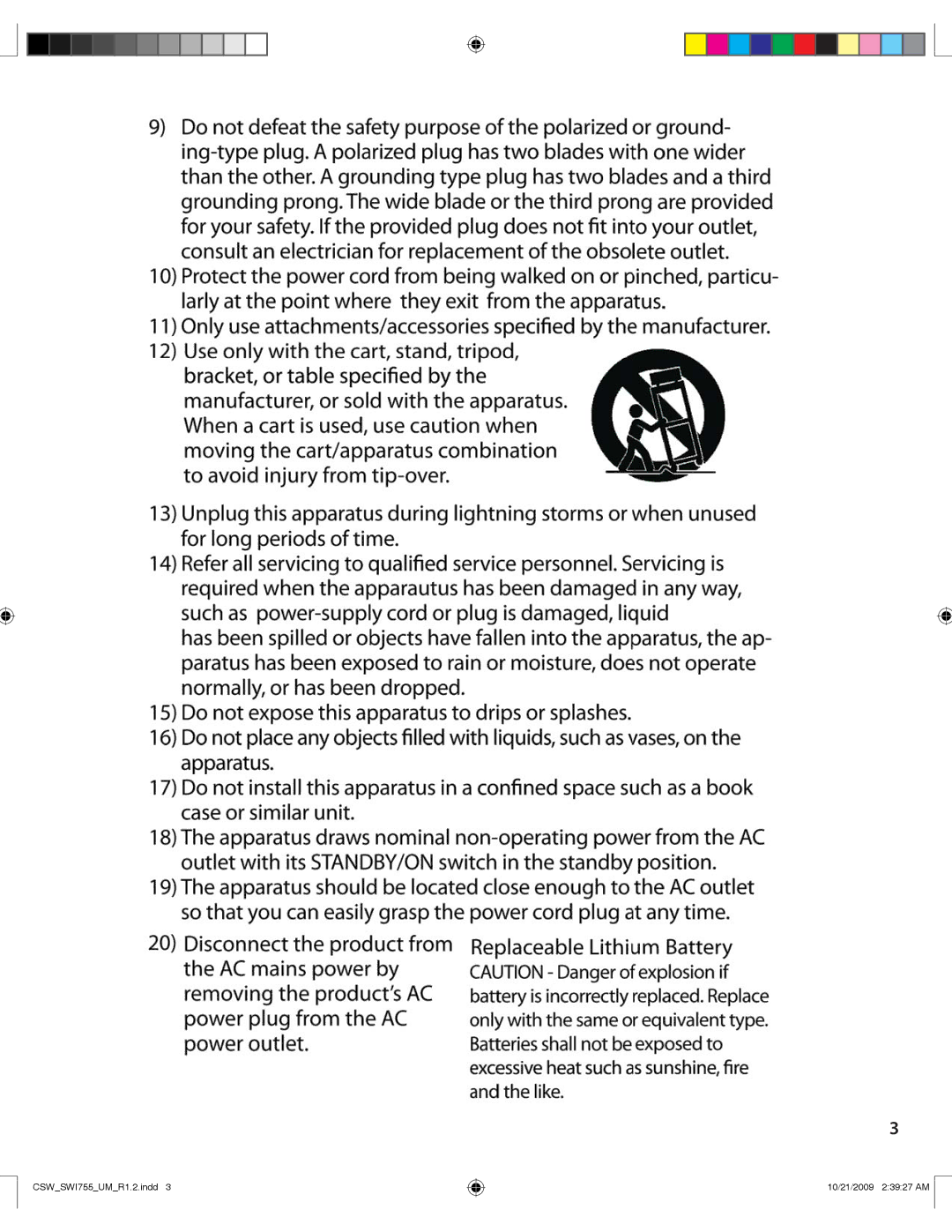 Cambridge SoundWorks user manual CSWSWI755UMR1.2.indd 10/21/2009 23927 AM 