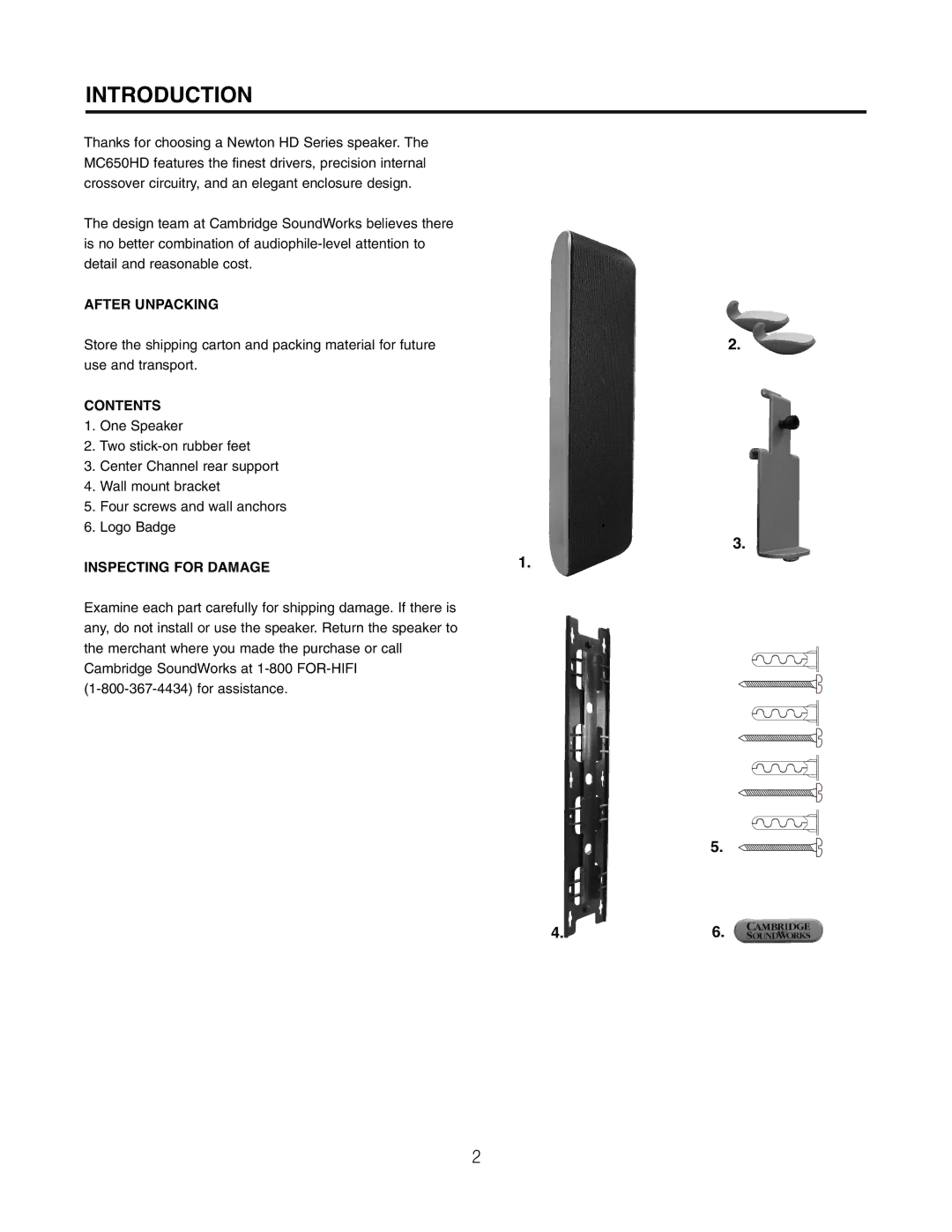 Cambridge SoundWorks MC650HD manual Introduction, Contents 