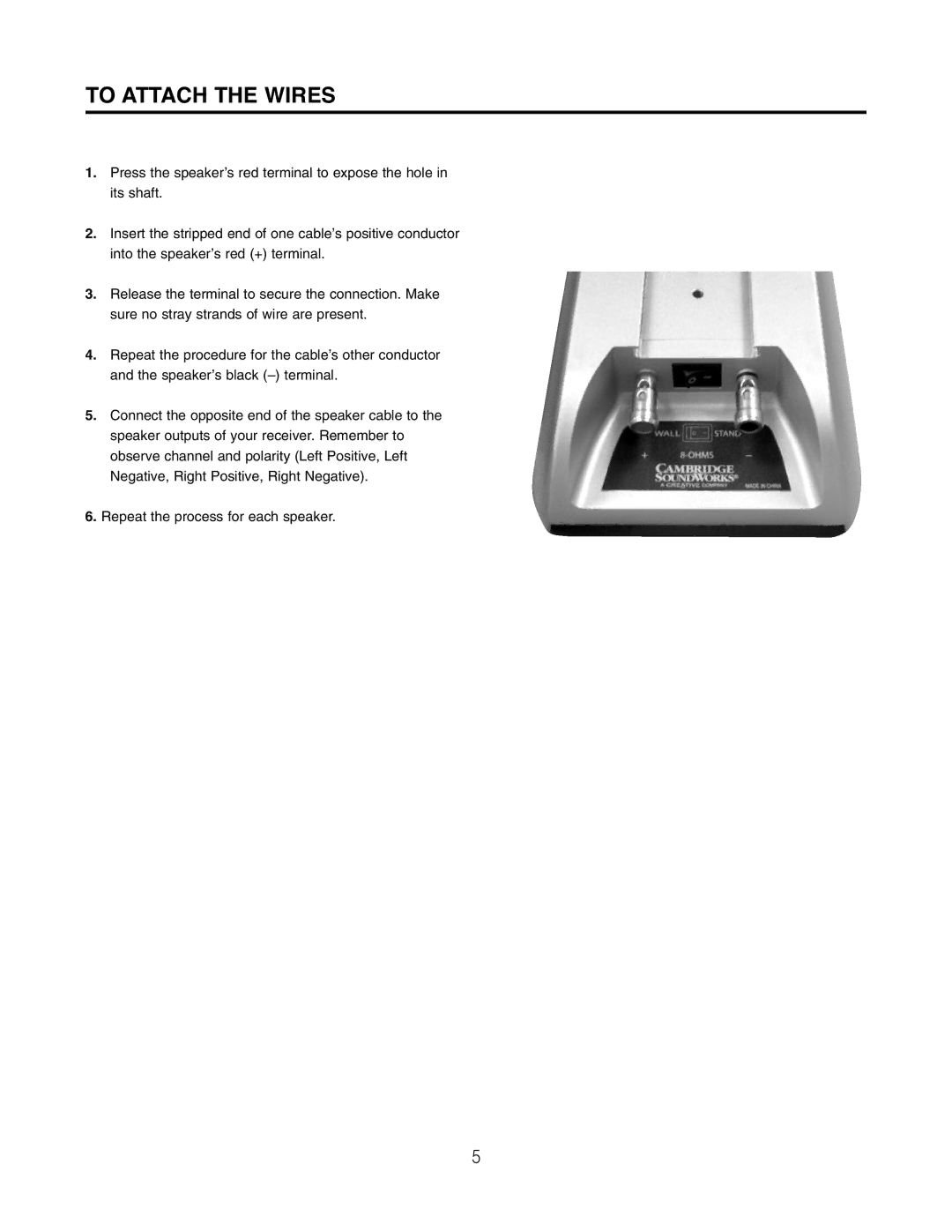 Cambridge SoundWorks MC650HD manual To Attach the Wires 