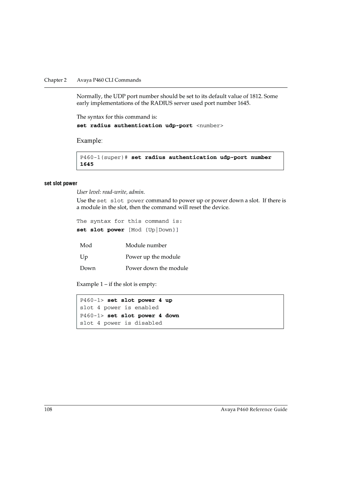 Cambridge SoundWorks Set radius authentication udp-port number, P460-1super#set radius authentication udp-port number 