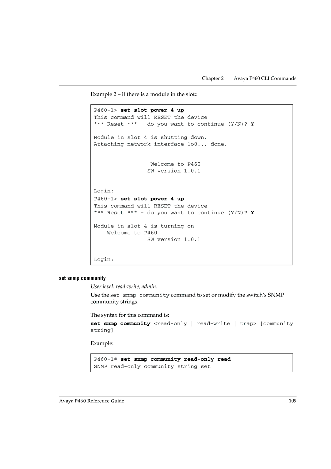 Cambridge SoundWorks manual Set snmp community, P460-1#set snmp community read-only read 