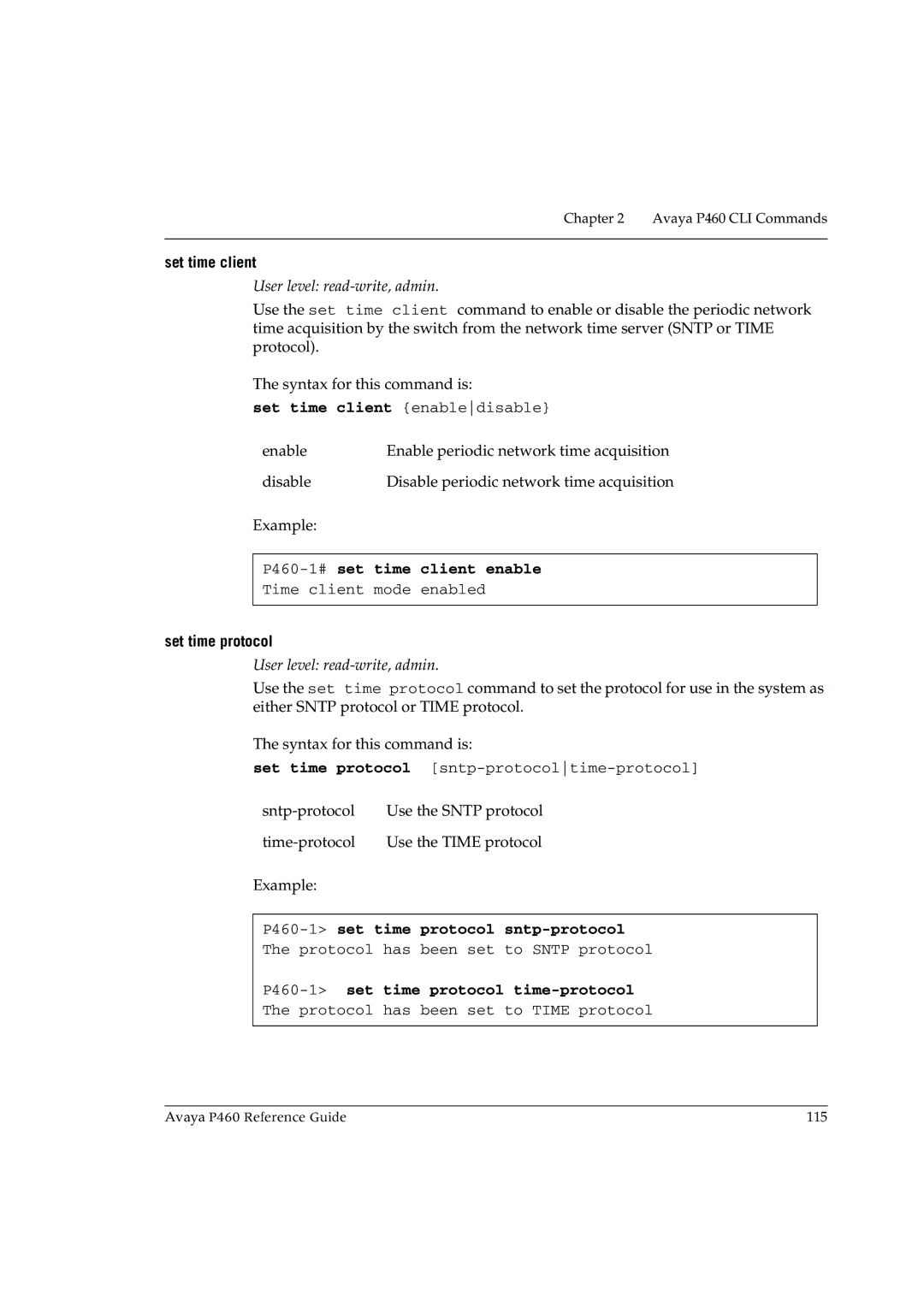 Cambridge SoundWorks manual Set time client enabledisable, P460-1#set time client enable 