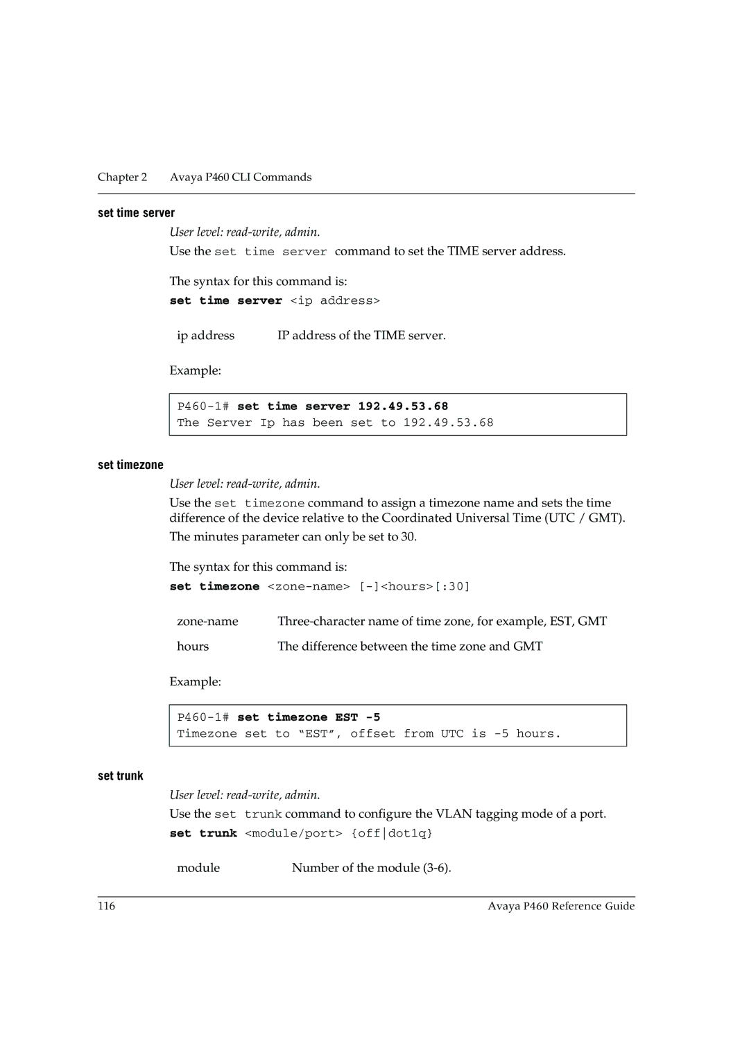 Cambridge SoundWorks manual Set time server ip address, P460-1#set time server, P460-1#set timezone EST 