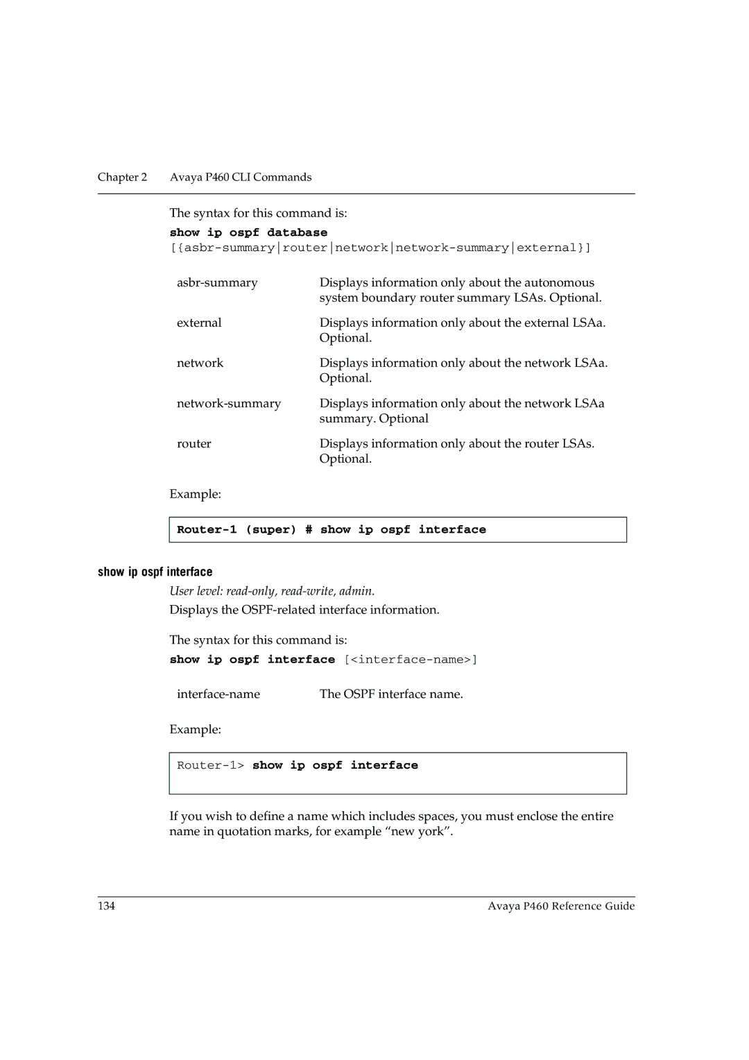 Cambridge SoundWorks P460 manual Show ip ospf database, Router-1 super # show ip ospf interface, Show ip ospf interface 