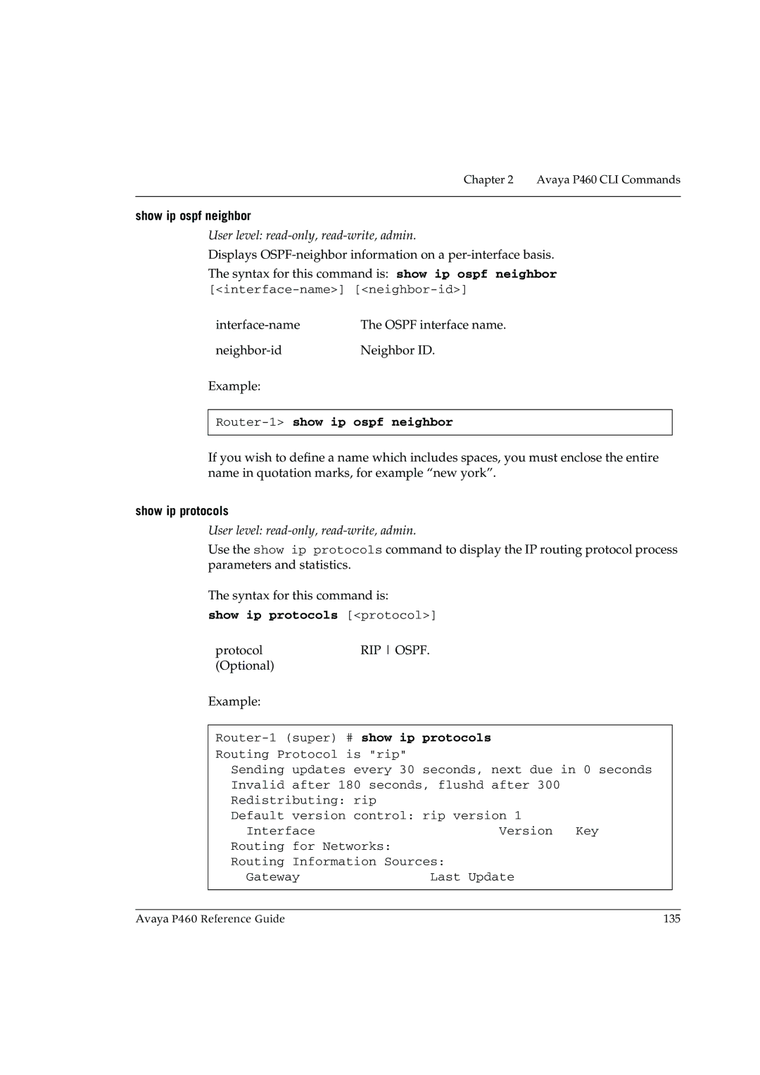 Cambridge SoundWorks P460 manual Show ip ospf neighbor, Router-1show ip ospf neighbor, Show ip protocols 