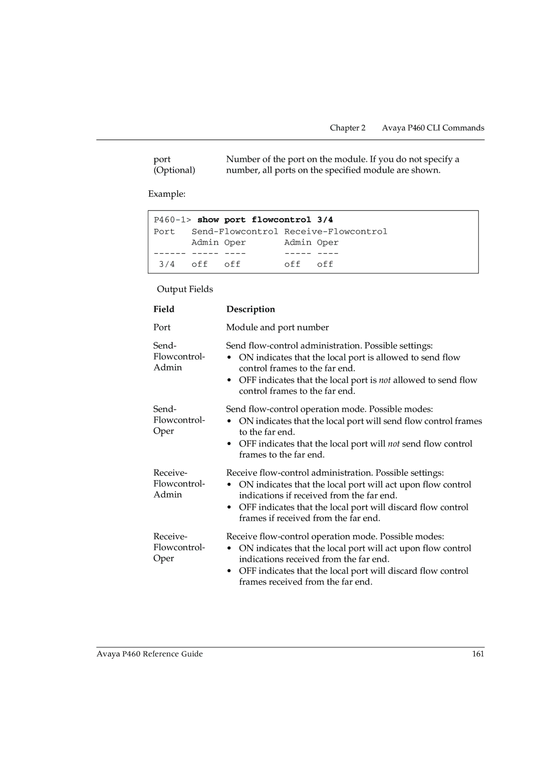 Cambridge SoundWorks manual P460-1 show port flowcontrol 3/4, Field 