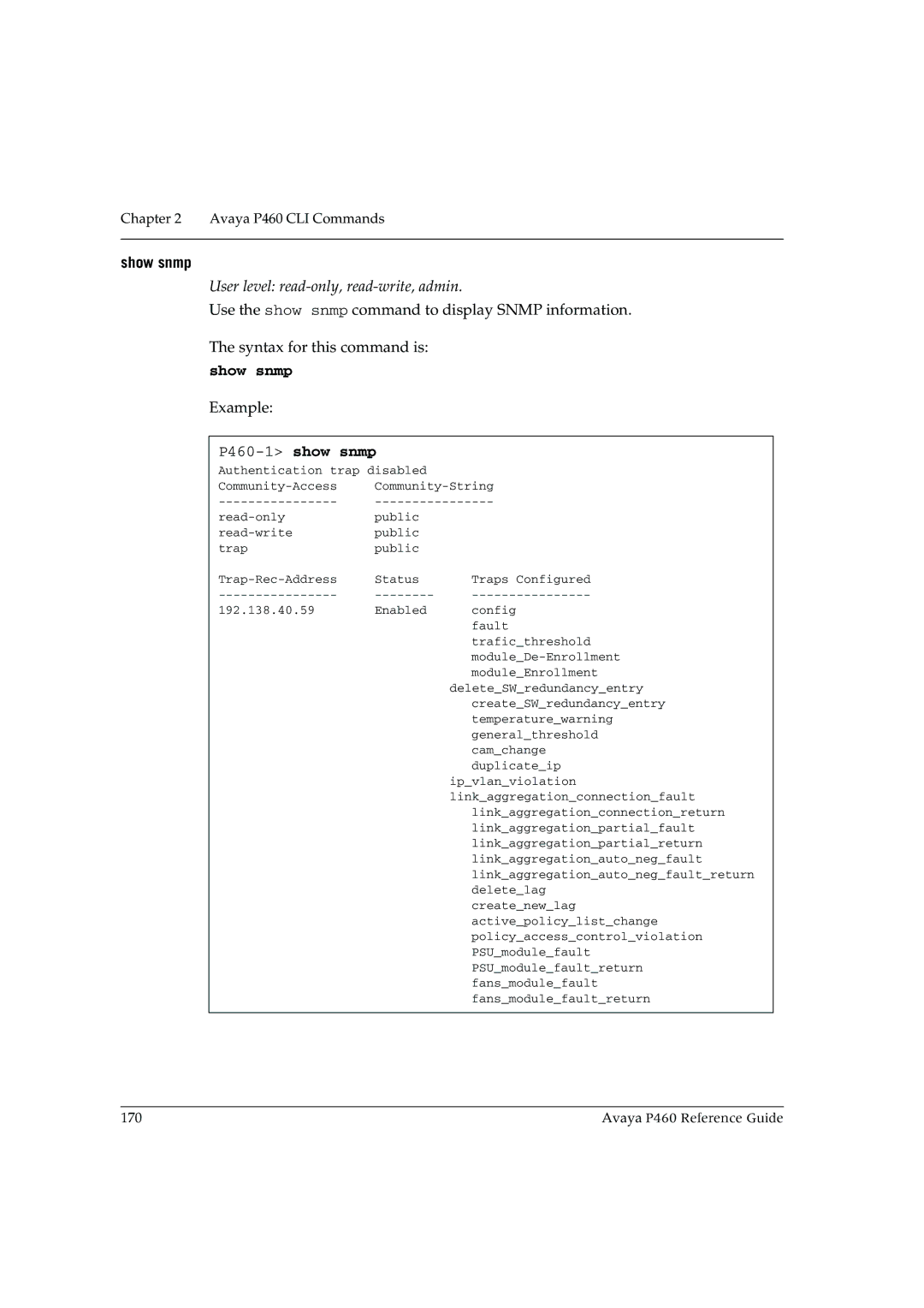 Cambridge SoundWorks manual Show snmp, P460-1show snmp 