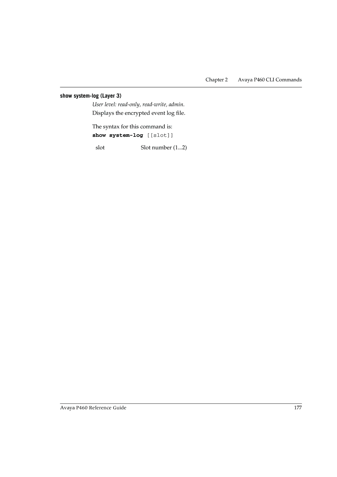 Cambridge SoundWorks P460 manual Show system-log Layer 