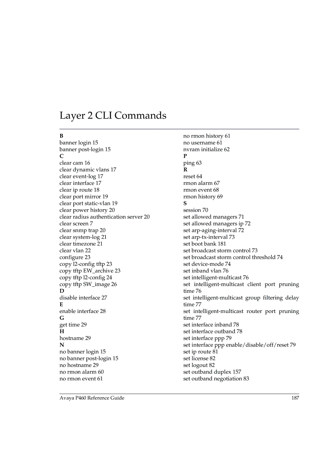 Cambridge SoundWorks P460 manual Layer 2 CLI Commands 