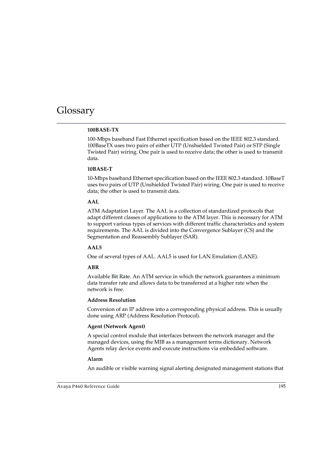 Cambridge SoundWorks P460 manual 100BASE-TX, 10BASE-T, Aal, AAL5, Abr 