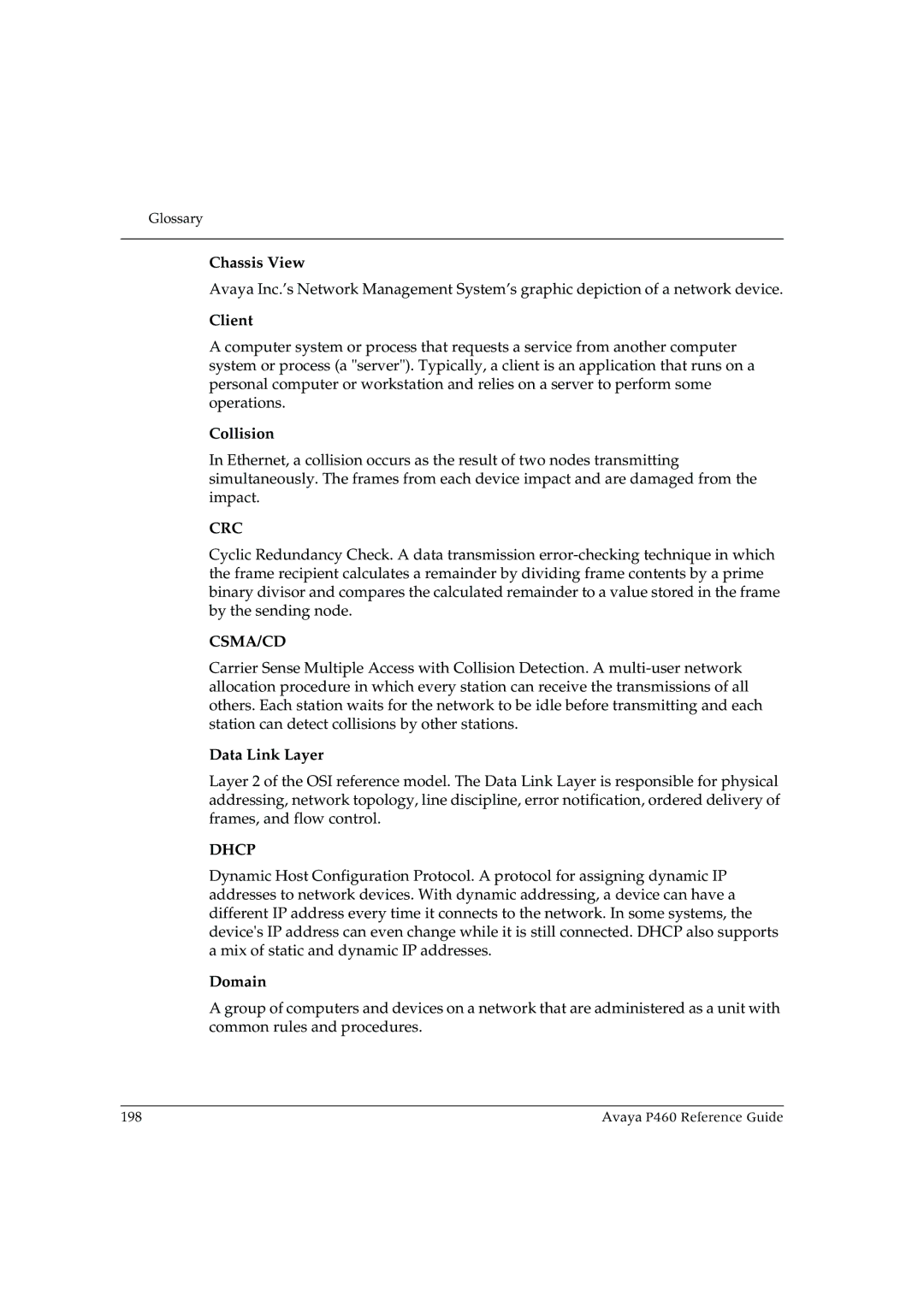 Cambridge SoundWorks P460 manual Crc, Csma/Cd, Dhcp 