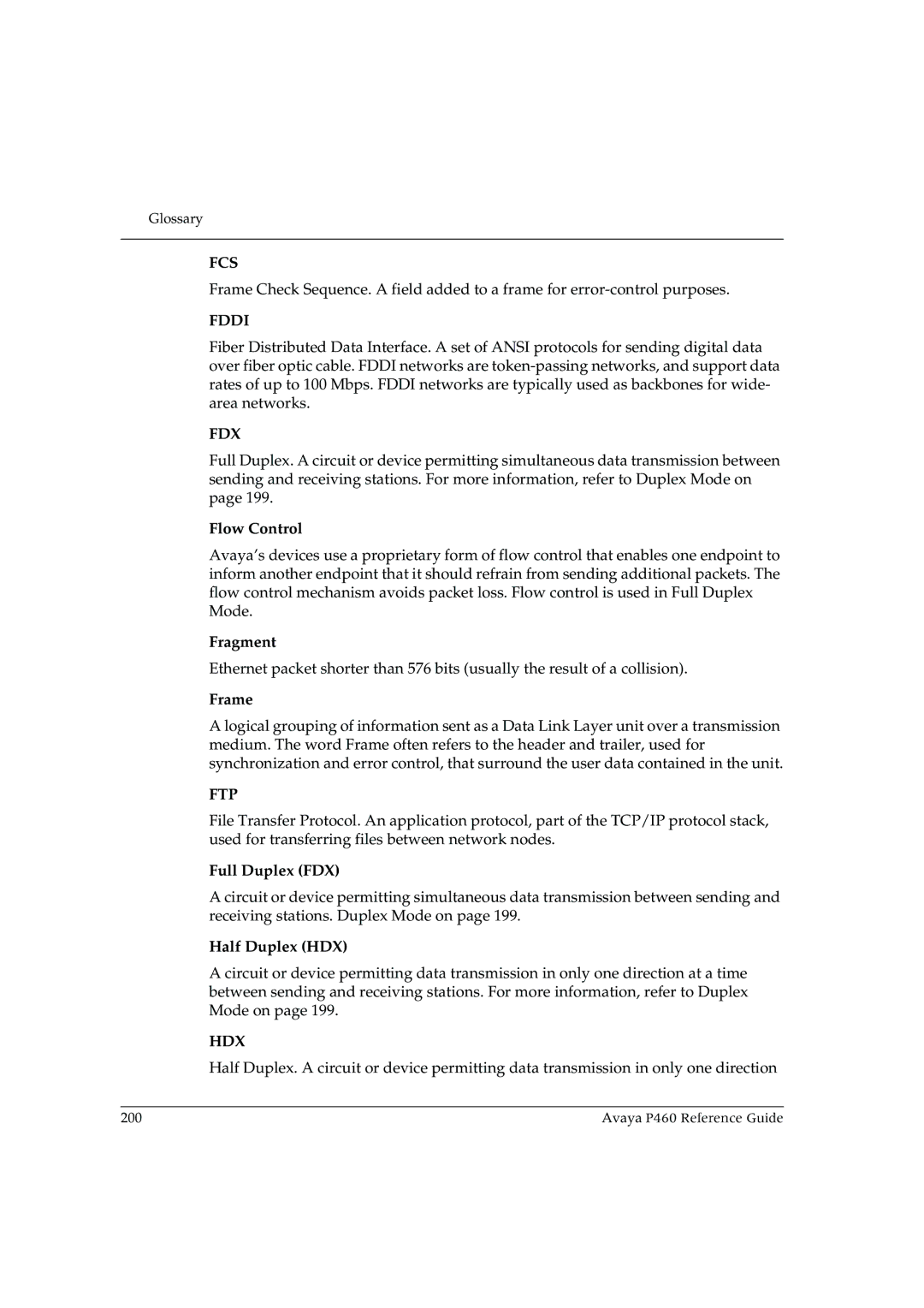 Cambridge SoundWorks P460 manual Fcs, Fddi, Fdx, Ftp, Hdx 