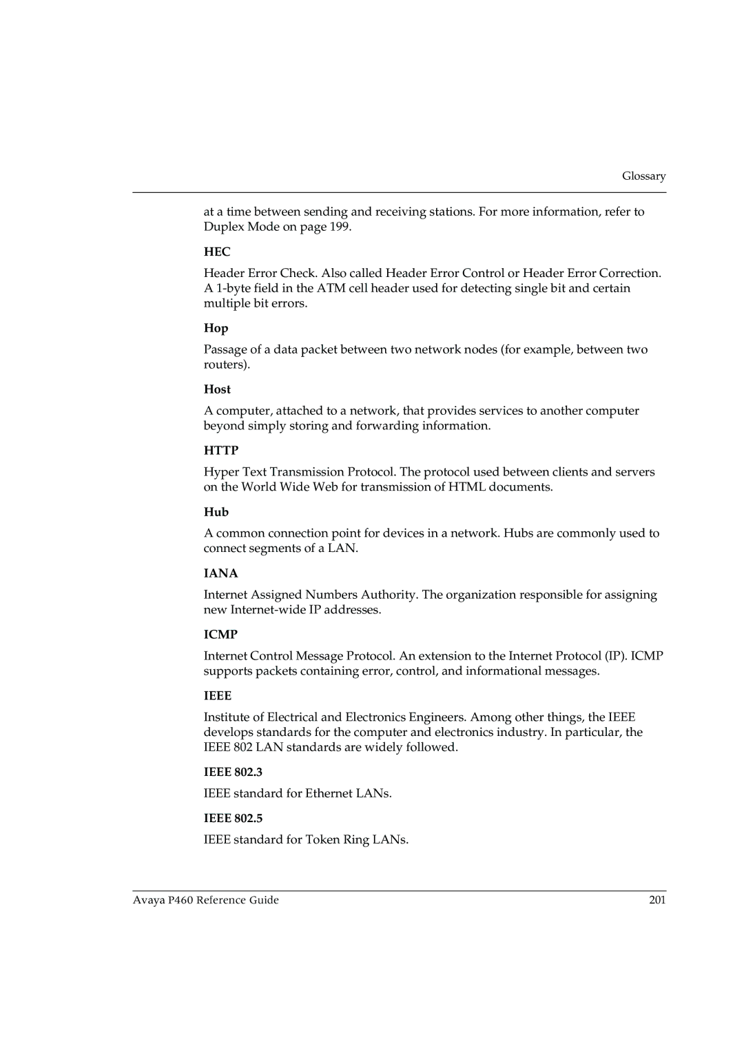 Cambridge SoundWorks P460 manual Hec, Http, Iana, Icmp, Ieee 