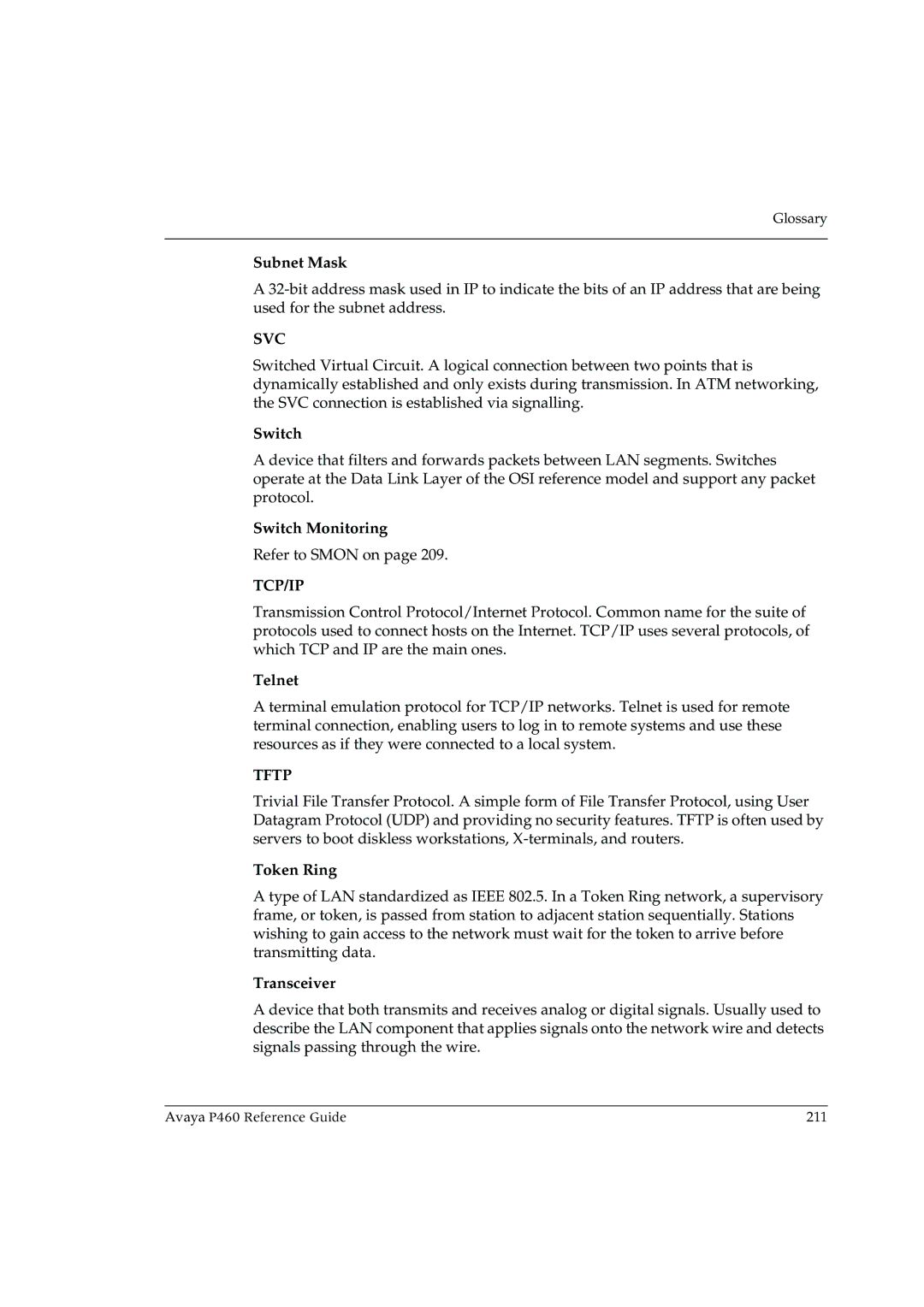 Cambridge SoundWorks P460 manual Svc, Tcp/Ip, Tftp 