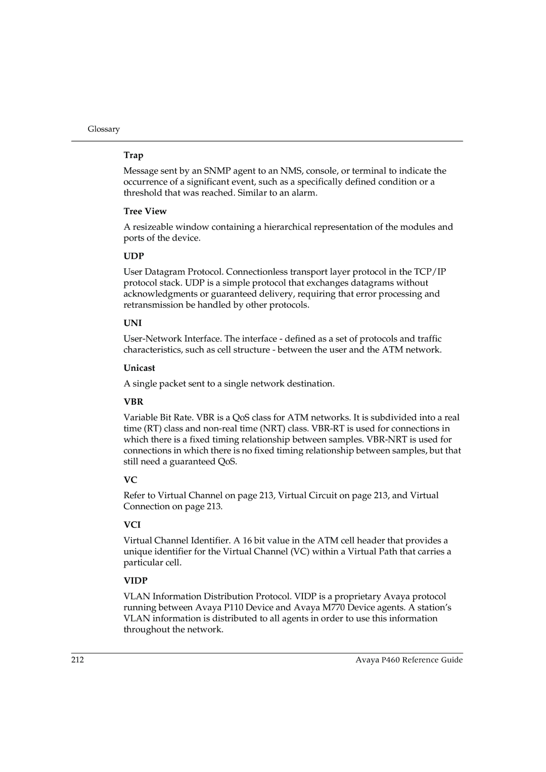 Cambridge SoundWorks P460 manual Udp, Uni, Vbr, Vci, Vidp 