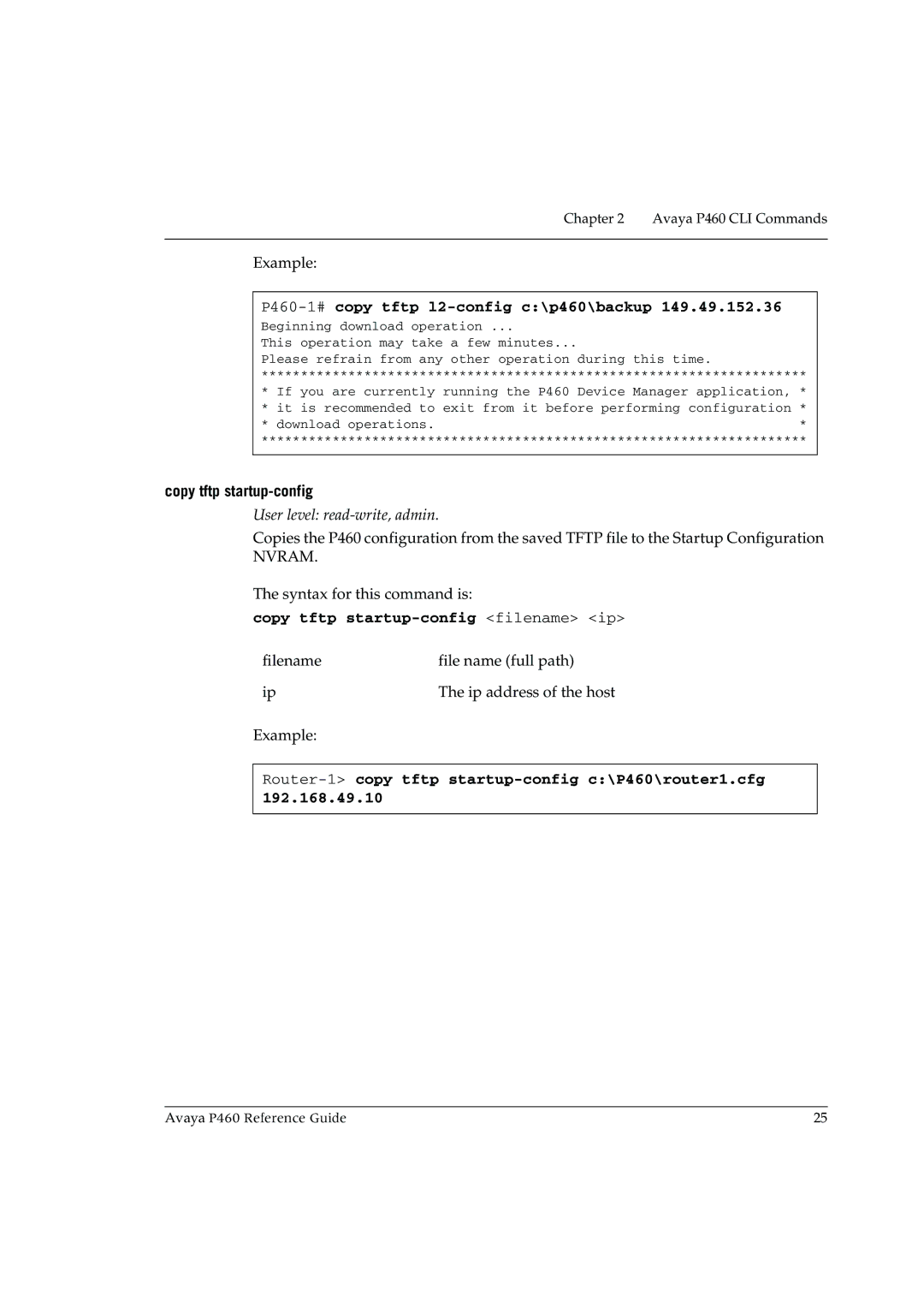 Cambridge SoundWorks manual P460-1#copy tftp l2-config c\p460\backup, Copy tftp startup-config 