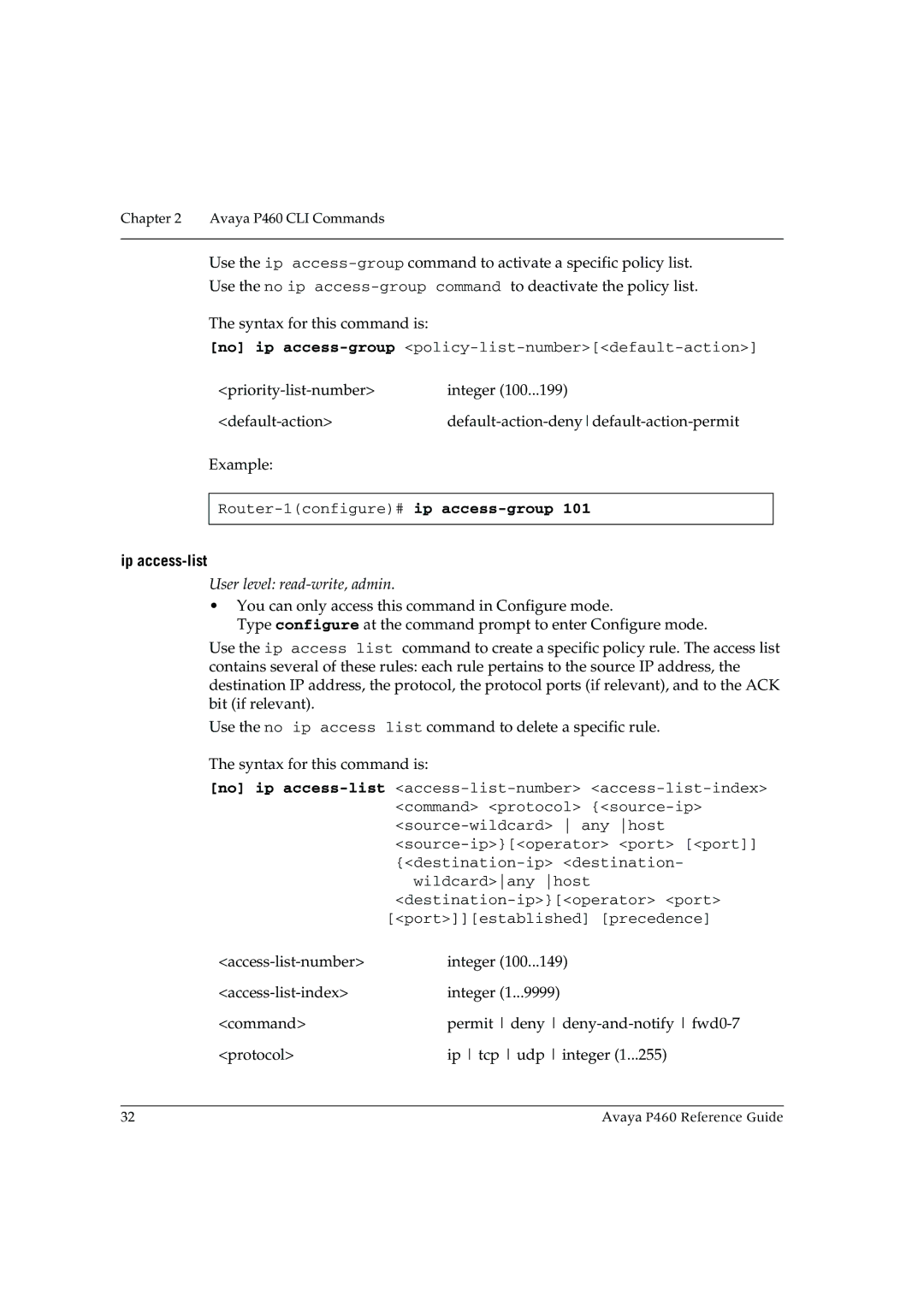 Cambridge SoundWorks P460 manual Ip access-list 