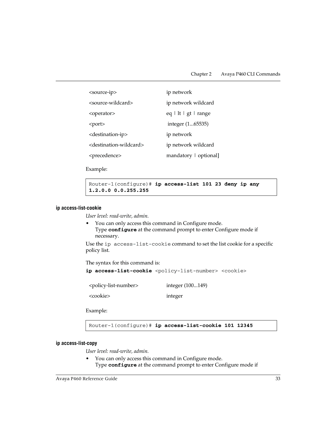 Cambridge SoundWorks P460 manual Router-1configure#ip access-list 101 23 deny ip any 1.2.0.0, Ip access-list-cookie 