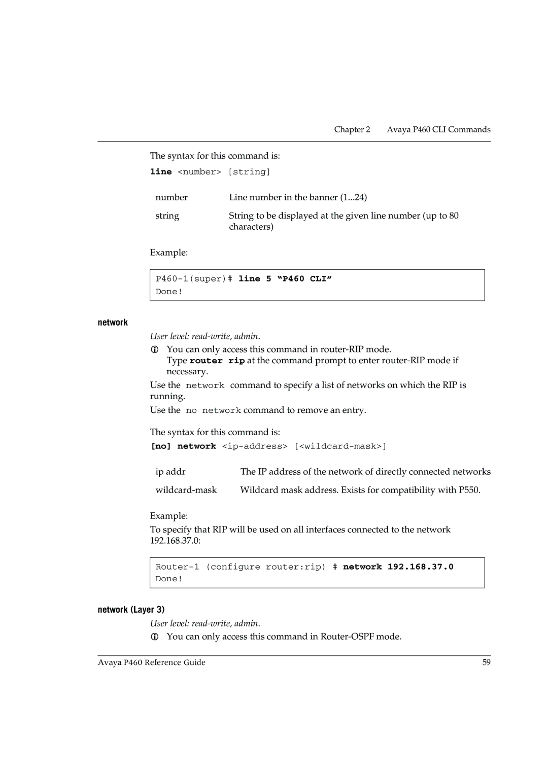 Cambridge SoundWorks manual P460-1super#line 5 P460 CLI, Network Layer 