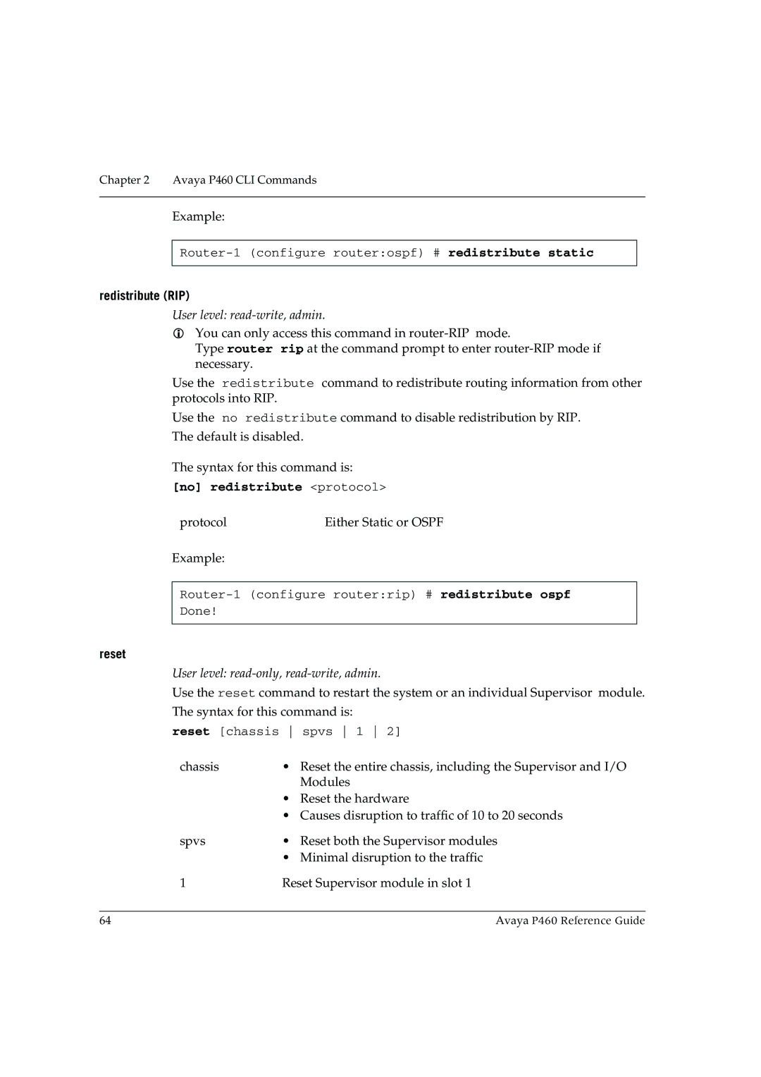 Cambridge SoundWorks P460 manual Redistribute RIP, Reset 