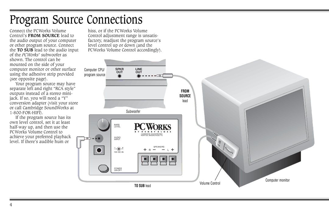 Cambridge SoundWorks PCWorks Speaker System operating instructions Subwoofer 