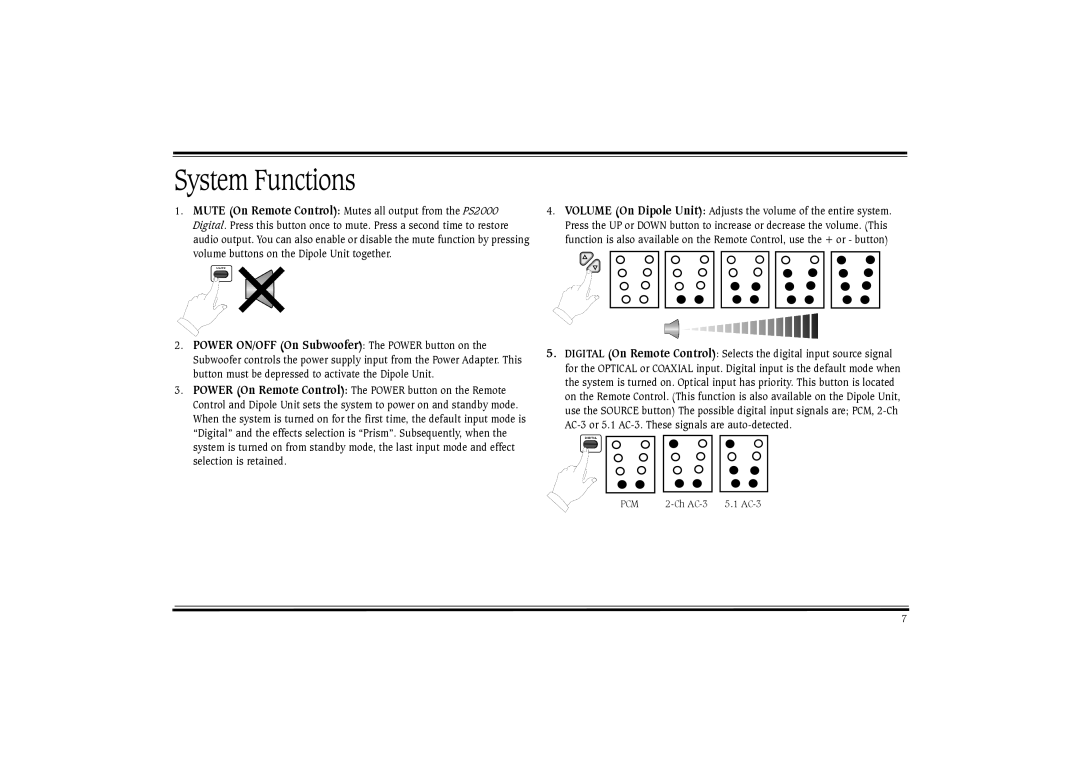 Cambridge SoundWorks PS2000 manual Pcm 