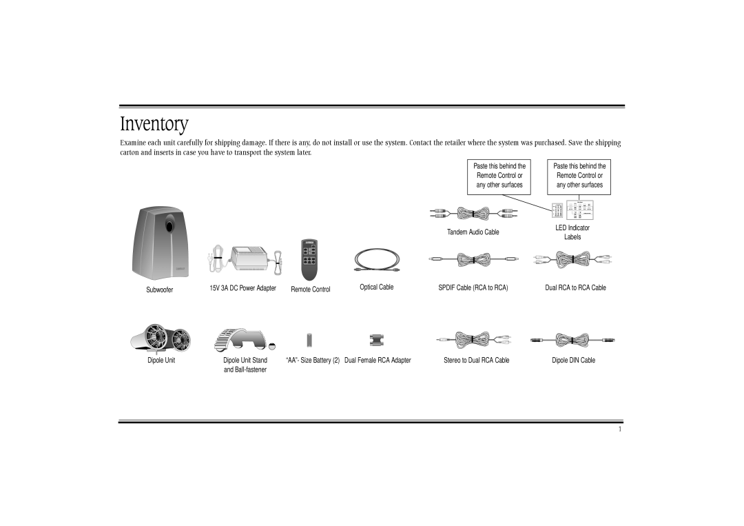 Cambridge SoundWorks PS2000 manual Paste this behind 