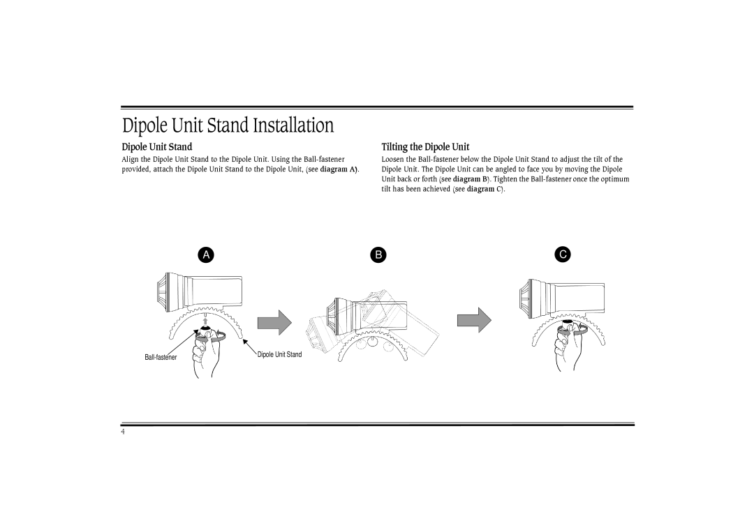 Cambridge SoundWorks PS2000 manual Dipole Unit Stand, Tilting the Dipole Unit 