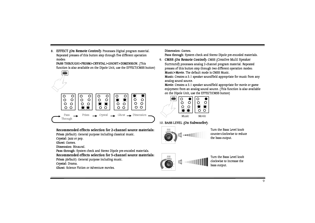 Cambridge SoundWorks PS2000 manual BASS LEVEL On Subwoofer 