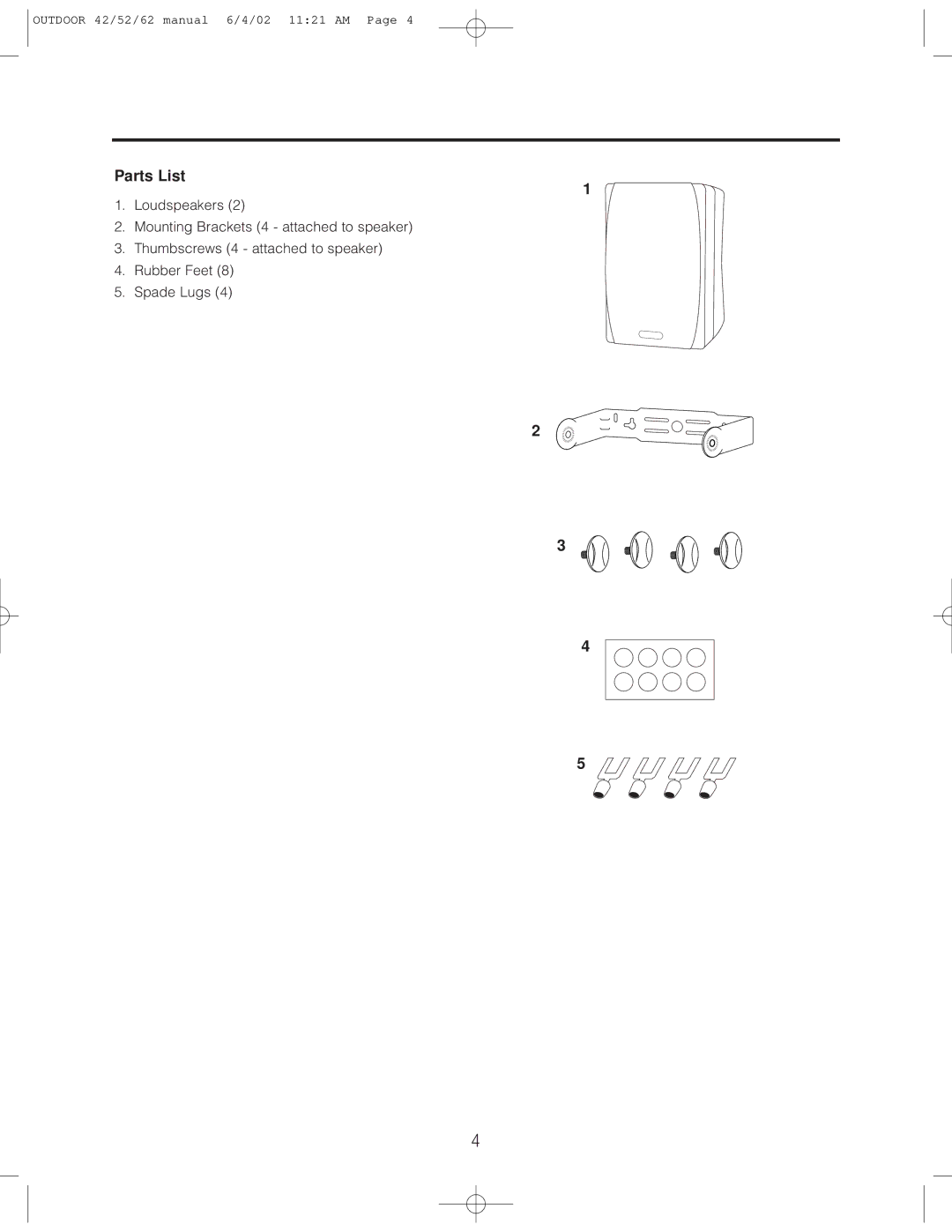 Cambridge SoundWorks Speaker user manual Parts List 