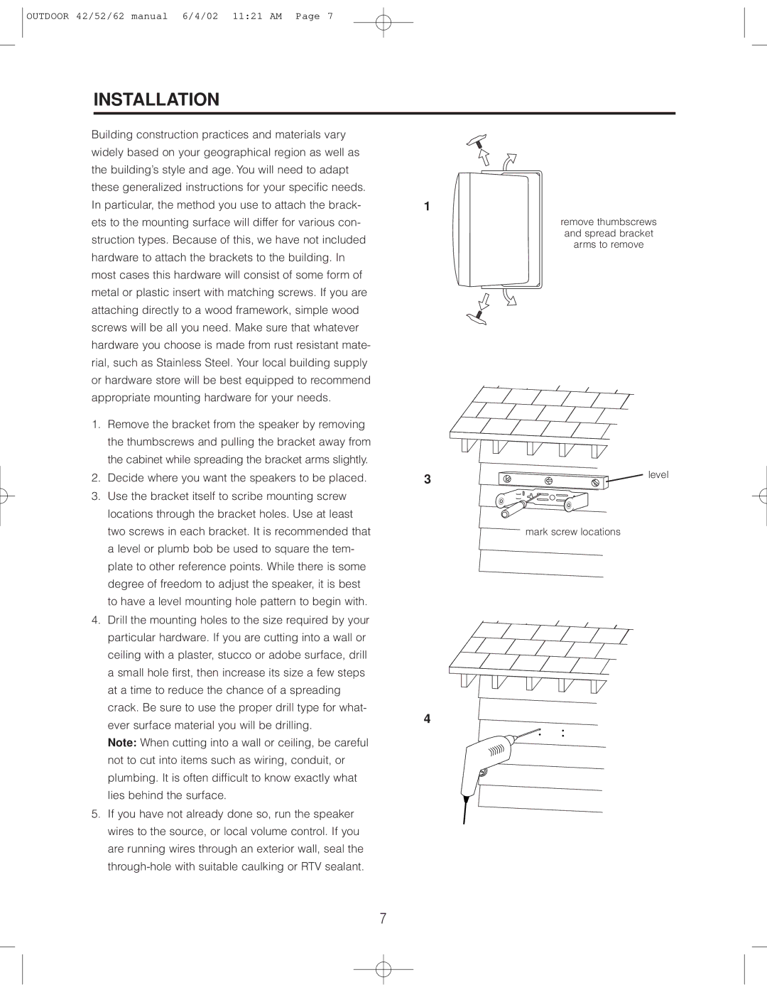 Cambridge SoundWorks Speaker user manual Installation 