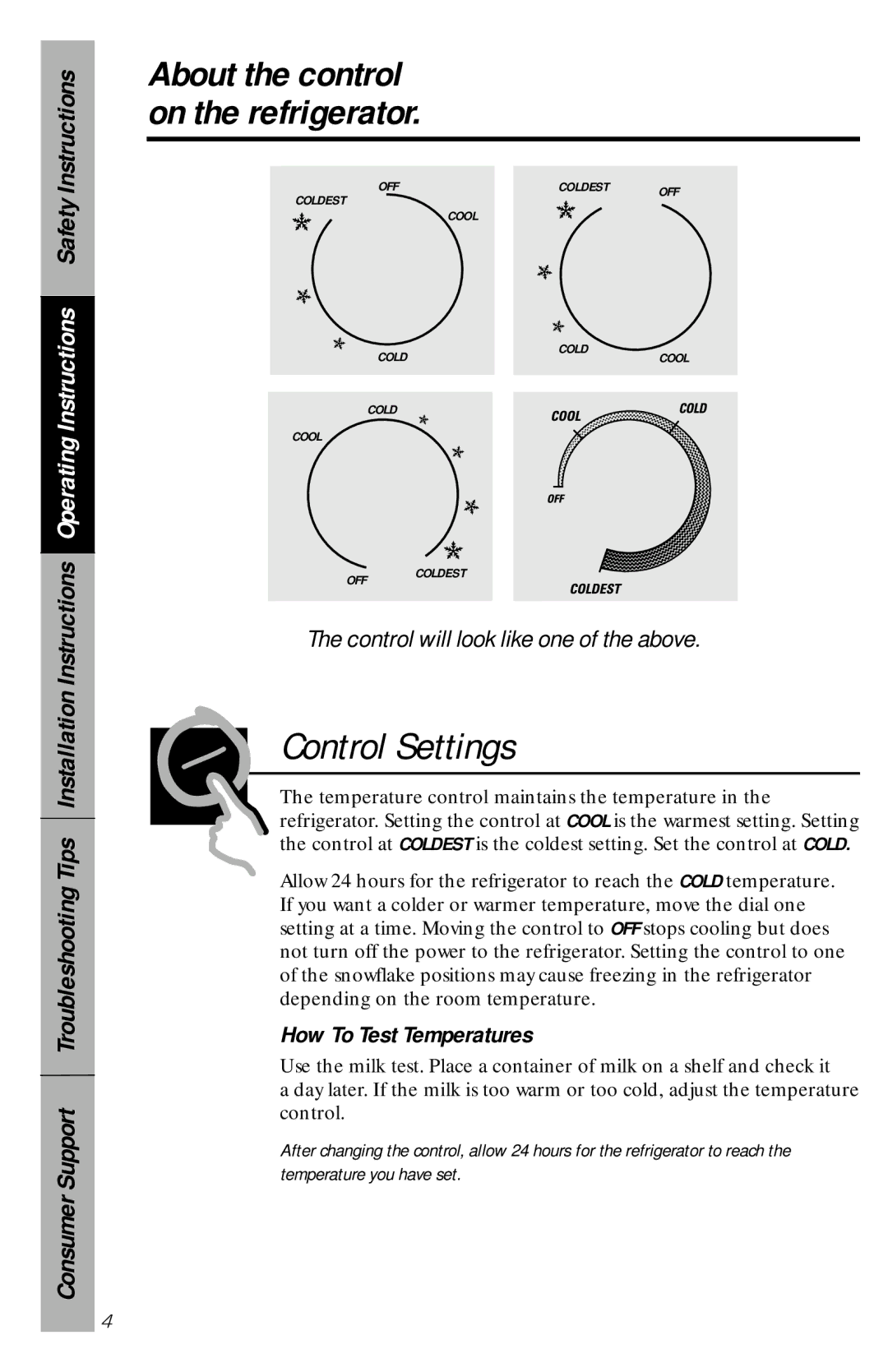 Camco 350A4502P296 owner manual About the control on the refrigerator, How To Test Temperatures 