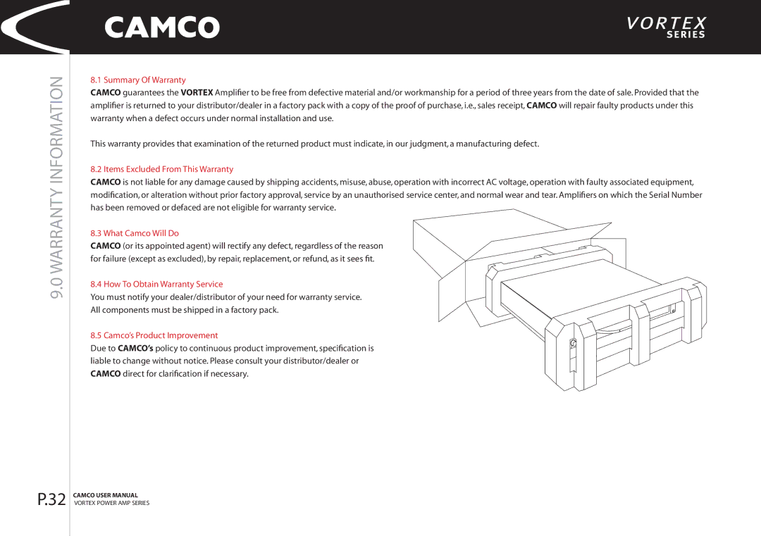 Camco 2.6, 4 manual Warranty Information 