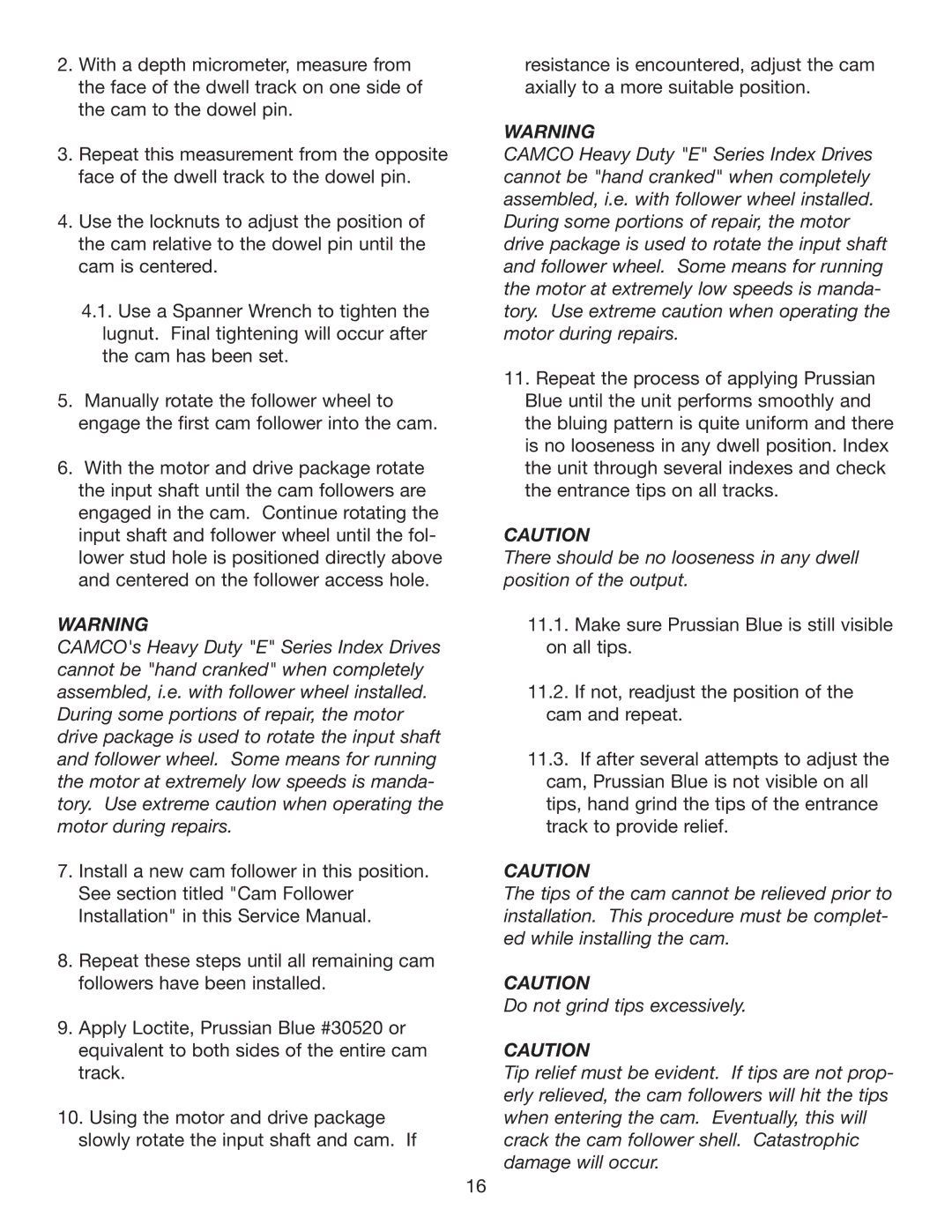 Camco 2050E, 950E, 1550E, 1150E service manual 