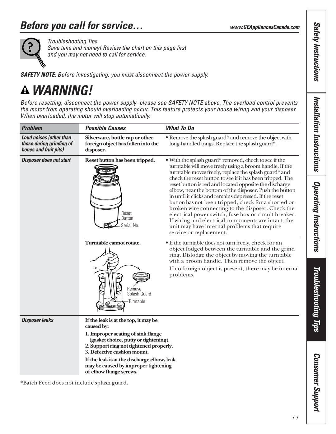 Camco GFC1022F, GFC500F, GFC700F, GFB762F owner manual Before you call for service… 