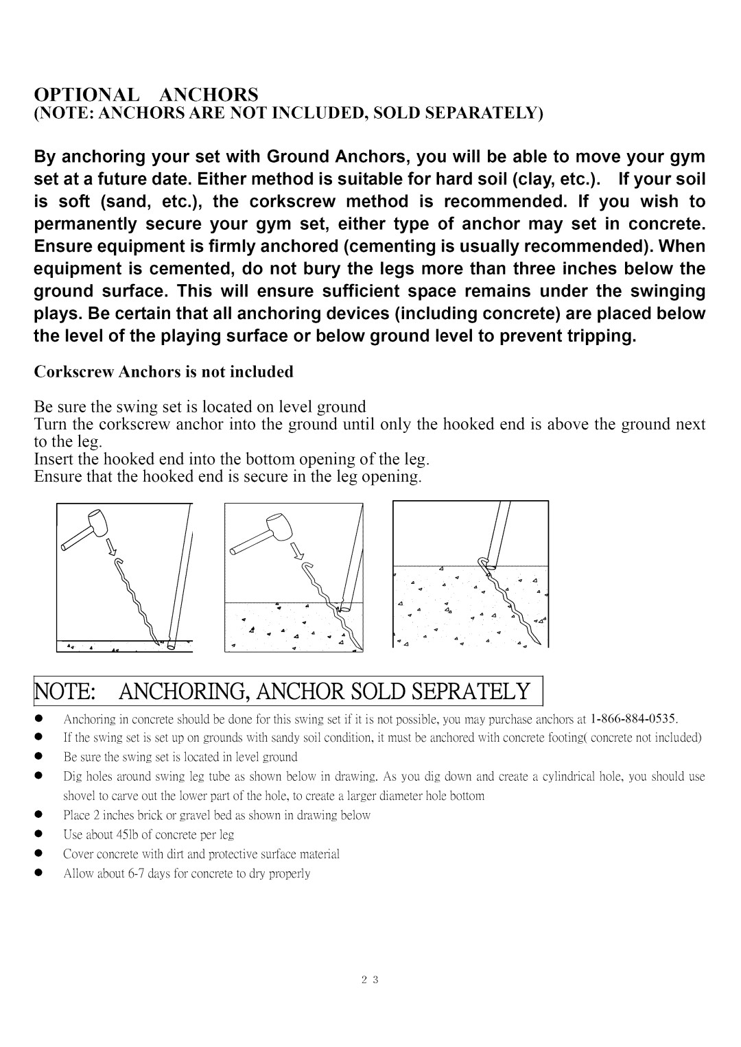 Camerons Products MSC-2769-SLD owner manual Optional Anchors 