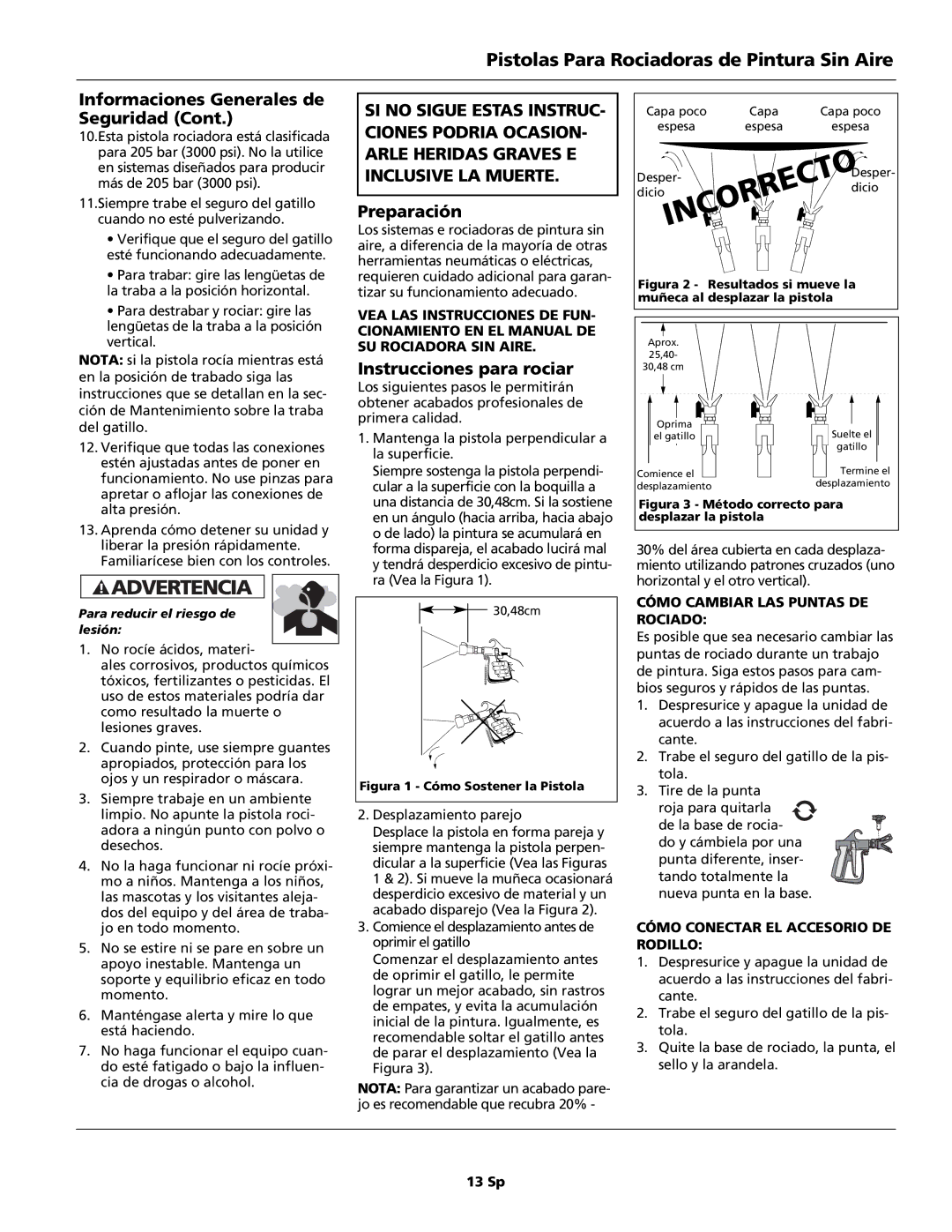 Campbell Hausfeld AL2150 - BLACK Preparación, Instrucciones para rociar, Cómo Cambiar LAS Puntas DE Rociado 