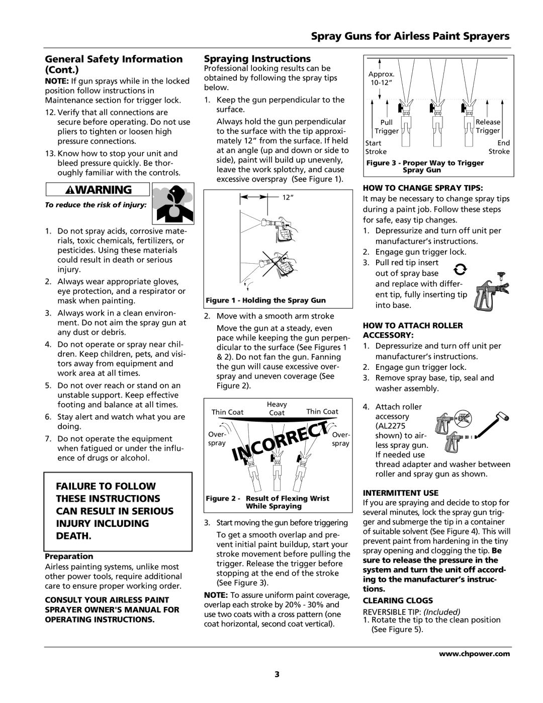 Campbell Hausfeld AL2150 - BLACK Spraying Instructions, HOW to Change Spray Tips, HOW to Attach Roller Accessory 