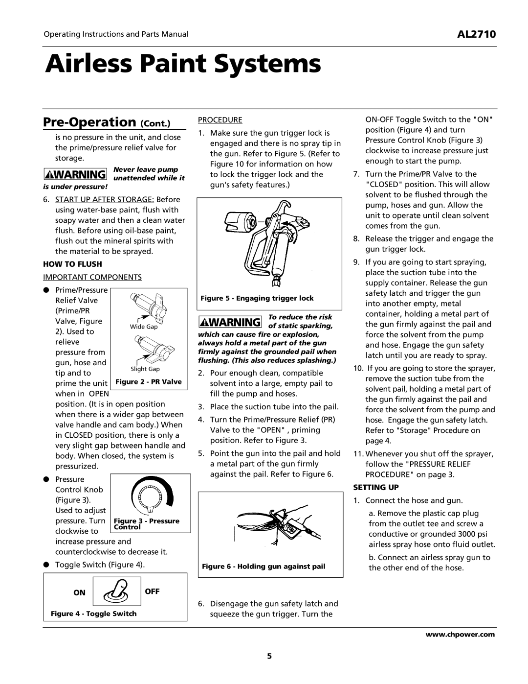 Campbell Hausfeld AL2710 operating instructions HOW to Flush, Important Components, Off, Procedure, Setting UP 