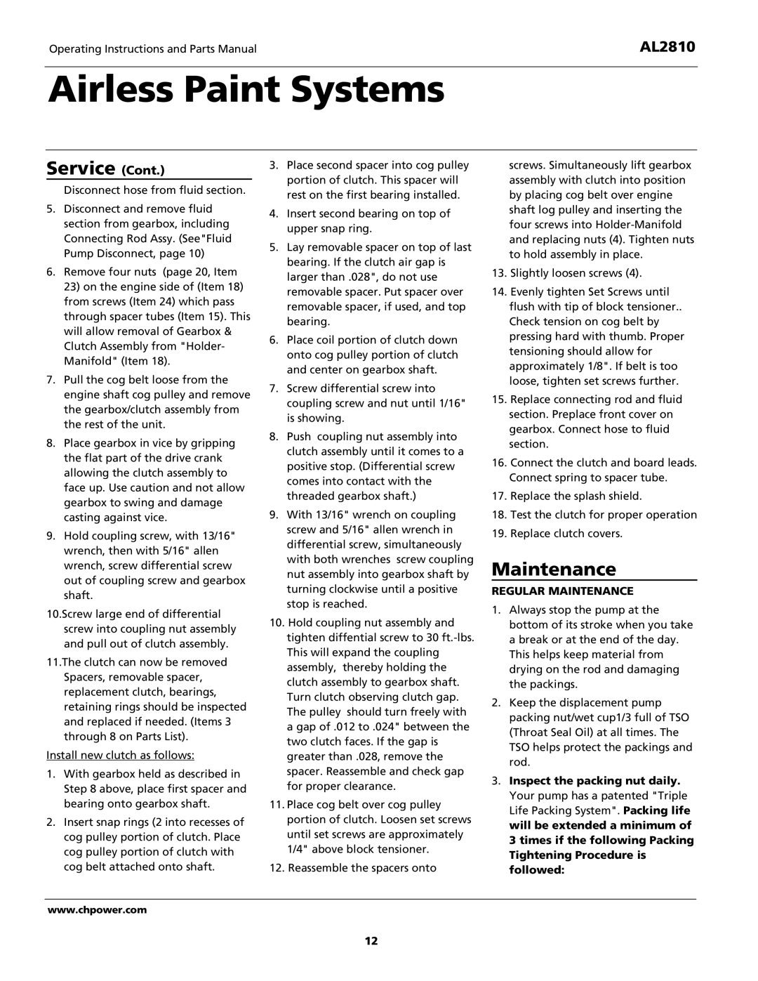 Campbell Hausfeld AL2810 operating instructions Regular Maintenance 