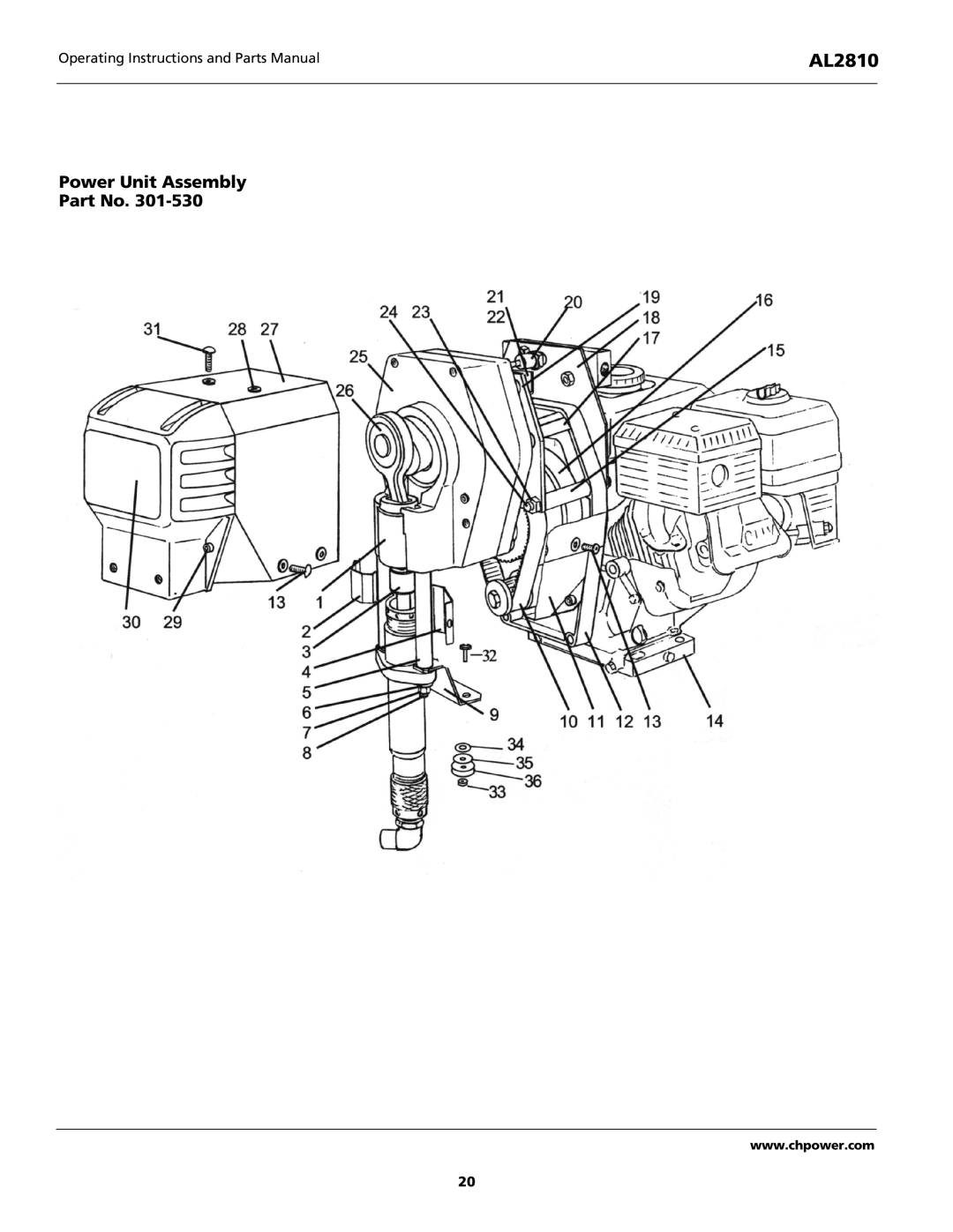 Campbell Hausfeld AL2810 operating instructions Power Unit Assembly 