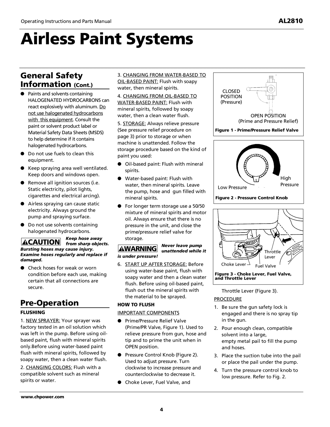 Campbell Hausfeld AL2810 operating instructions Pre-Operation, Flushing, HOW to Flush 