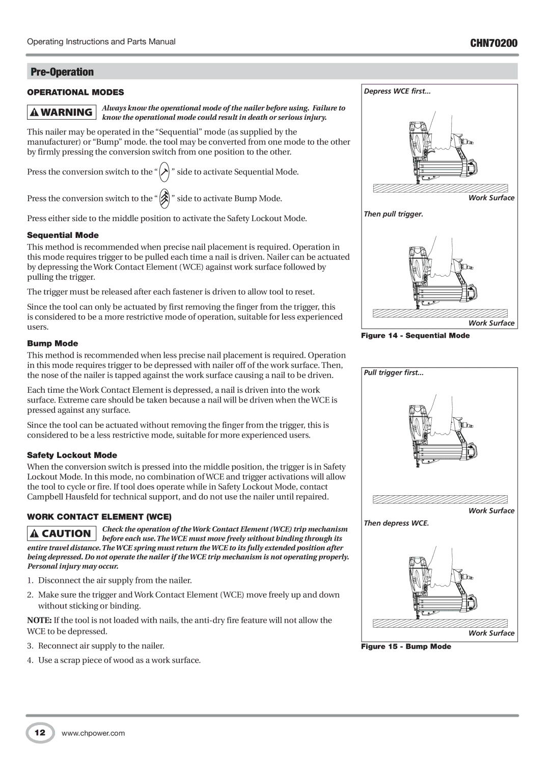 Campbell Hausfeld CHN70200 operating instructions Pre-Operation 