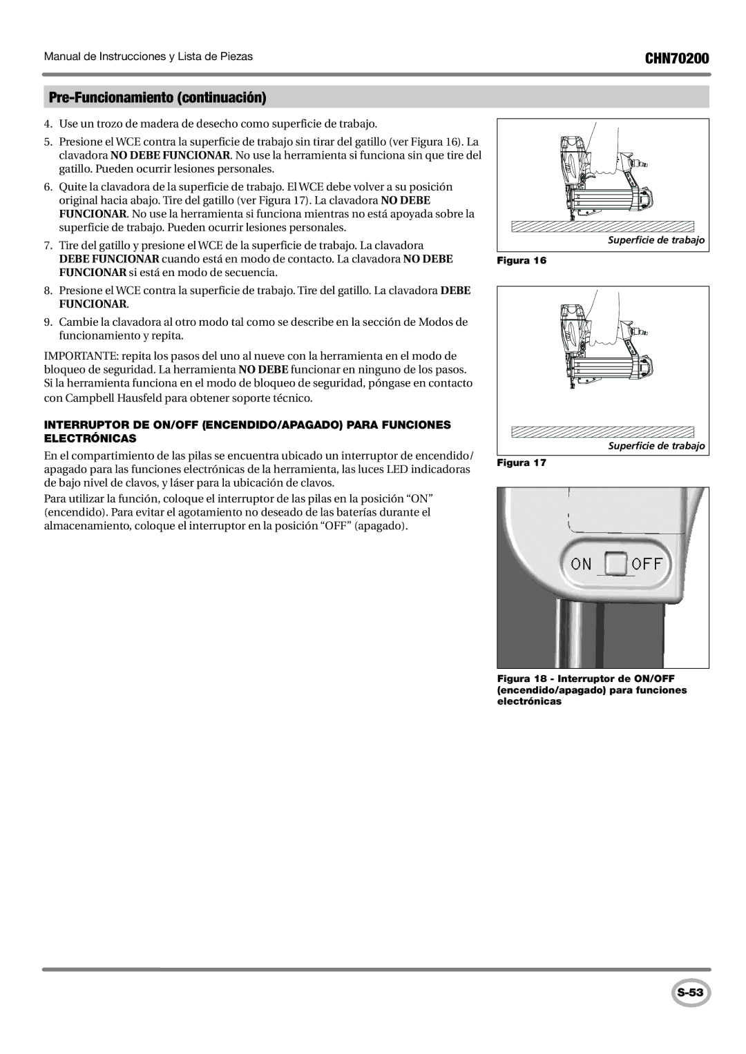 Campbell Hausfeld CHN70200 operating instructions Pre-Funcionamiento continuación, Figura 