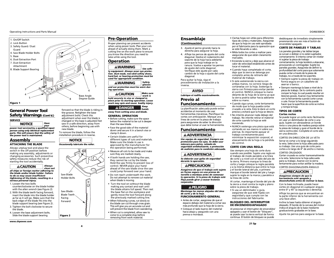 Campbell Hausfeld DG460300CK S specifications Pre-Operation, Assembly, Ensamblaje, Previo al Funcionamiento 