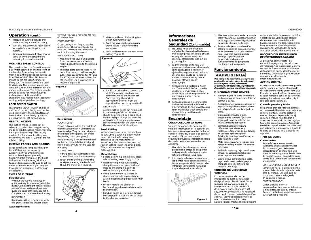 Campbell Hausfeld DG460500CK S specifications Ensamblaje, Funcionamiento 