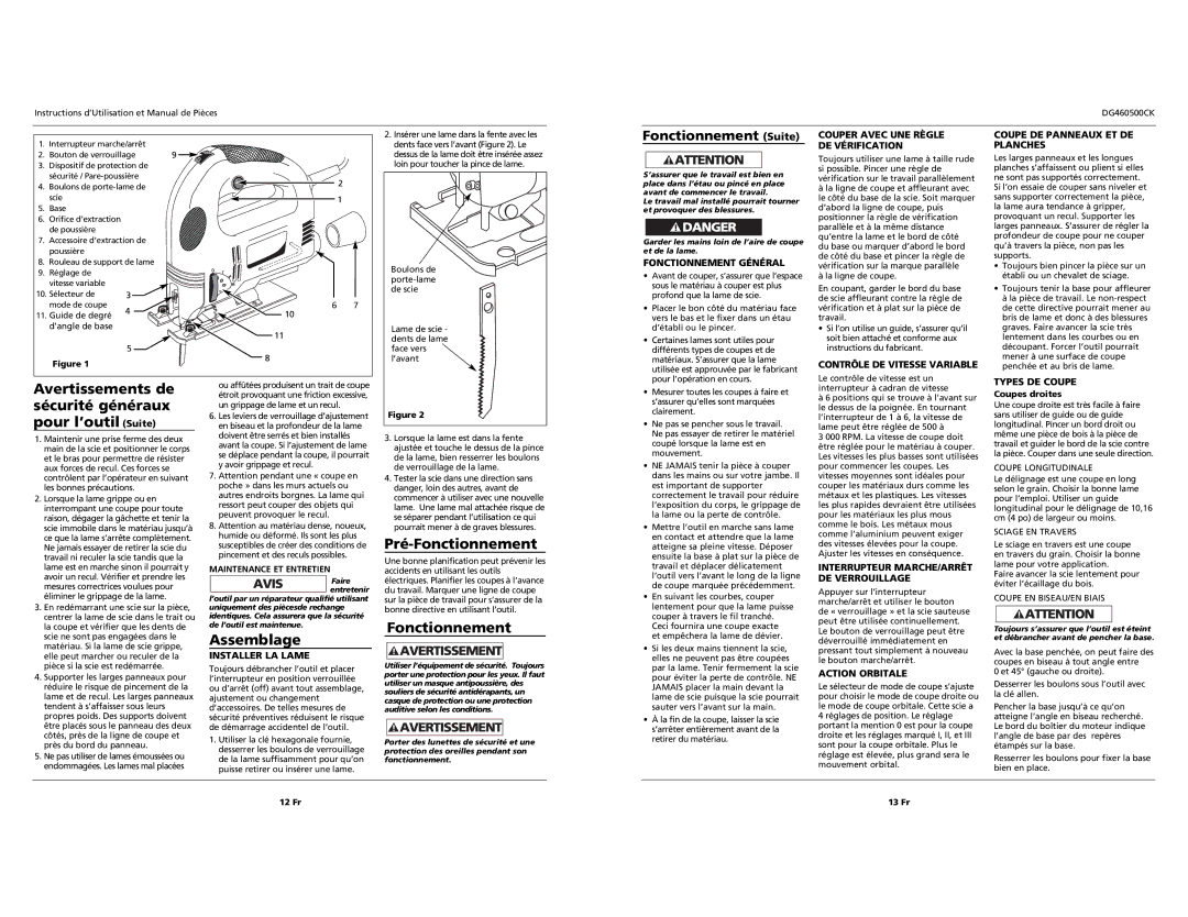 Campbell Hausfeld DG460500CK specifications Assemblage, Pré-Fonctionnement 